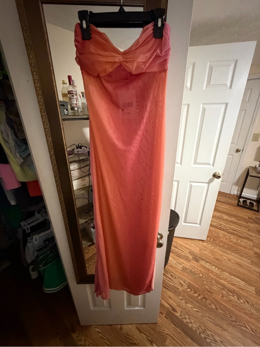NWT Princess Polly Sheer Strapless Ombre Pink to Orange Maxi Dress